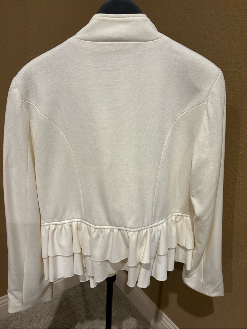 Women's Cream Ruffle-Trim Button Jacket - Picture 4 of 8
